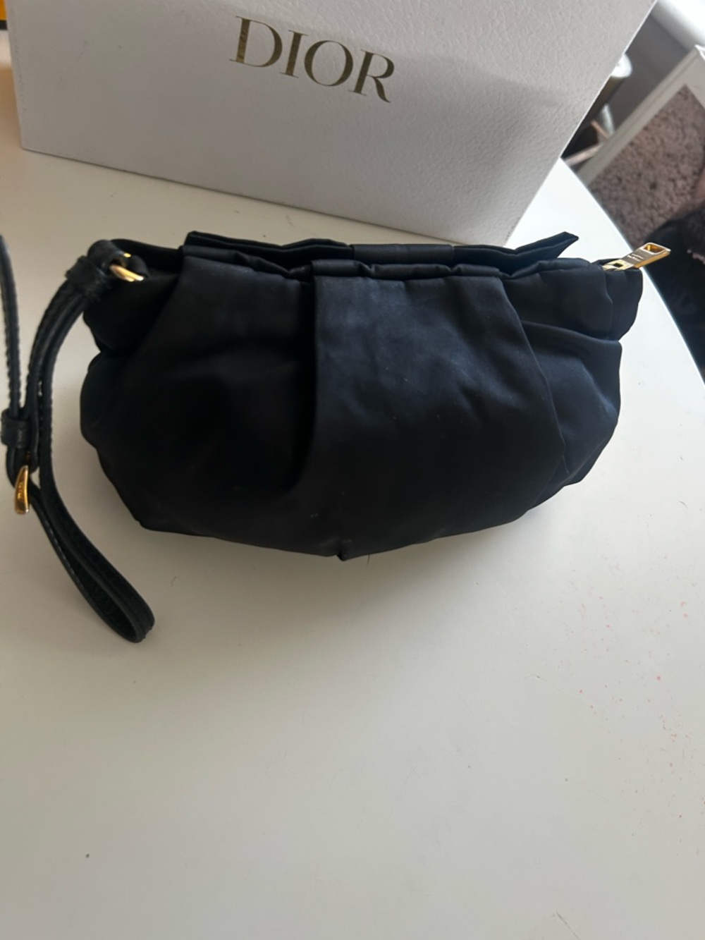 Prada Nylon Logo Ribbon Black Bow Wristlet with Gold Hardware
1N1422 - Picture 15 of 15